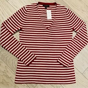 Banana Republic Strawberry Sky Striped V-Neck Sweater